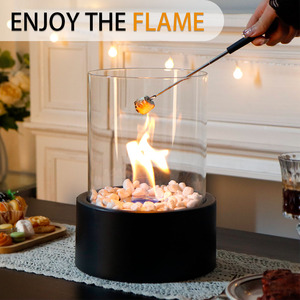 Black Round Metal Tabletop Ethanol <strong>Fireplace</strong> Round Black Bio Ethanol Ventless <strong>Small</strong> <strong>Fireplace</strong> With Stones (Freeshipping) - Product Image 4