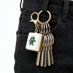 Porte-clés Mahjong Anime en métal et cristal, design mini tuiles vives, léger et étanche, sans MOQ, idéal pour la décoration quotidienne - Product Image 3
