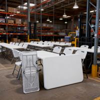 Table pliable en plastique HDPE de 6 pieds, moulée par soufflage, avec structure en acier pour l'assemblage en ligne en usine