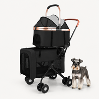 Poussette double pour animaux de compagnie, pliable, pour deux animaux, avec 2 paniers amovibles, capacité 35 kg