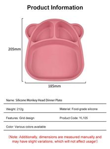 Assiette bébé en silicone de qualité alimentaire sans BPA, écologique, avec forte ventouse, compartimentée, portable, passe au lave-vaisselle pour tout-petit - Product Image 2