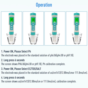 Pengukur kualitas air industri 7-in-1, pengukur PH/TEMP/garam/TDS/EC/ORP/S.G OEM plastik dapat disesuaikan untuk Kolam renang - Product Image 4