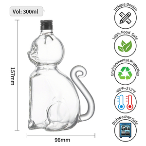 Botella de Vidrio para Vino de 300 ml, Licor Hecho a Mano, Jarra de Whisky Americana, Decantador - Product Image 4