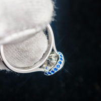 Bague en argent sterling 925 avec saphir bleu VVS et diamant de laboratoire de 1,25 ct, couleur DEF, personnalisée par le fabricant, pour homme, bijoux fins