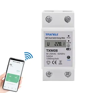 Tuya-Medidor de energía inteligente con WIFI, 60A, carril Din, Monitor de potencia, kWh, 110V, 220V, vida inteligente, Alexa, Google Home, Alice