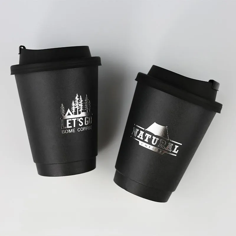 8Oz 10Oz 12Oz 16Oz 18Oz 20Oz Pla Wegwerp Dubbele Muur Stempelen Aangepaste Logo Alle Zwarte Hete Koffie Papier Cup