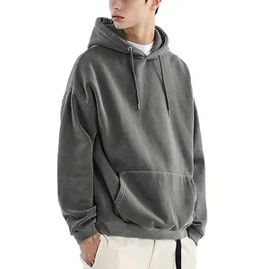 Custom Logo Bamboo Cotton Oversized Fleece Terry Sustainable Streetwear Pullover Eco Friendly Hoodies and Sweatshirts for Men