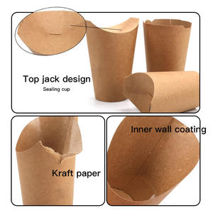 Vente en gros de boîtes à frites en papier kraft écologiques imprimées sur mesure avec poignée, contenants jetables pour la restauration rapide à emporter - Product Image 3