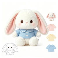 Boneka kelinci telinga jatuh yang aman untuk kulit, estetis, dan lucu, dengan pakaian kerah khusus, mainan kelinci lembut untuk dekorasi estetis kamar bayi.