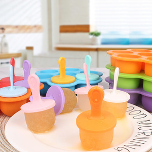 Silicone Popsicle Molds 7 Cavity Ice Cream Mold <b>Set</b> For <b>Kids</b> DIY Frozen Treats Colorful Flexible Mold With Lid - Product Image 3