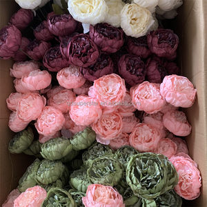 Flores Artificiales de Fábrica a Precios Bajos, Ramas Largas con Bordes Rizados, Peonía de Tallo Único con 3 Cabezas, Peonías Rosas, Flores Falsas - Product Image 1
