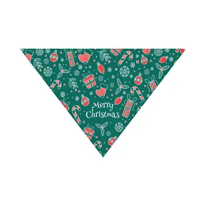 Bandana triangular de poliéster con estampado personalizado para perro, bandana de Navidad con logo personalizado, nuevo estilo, venta al por mayor