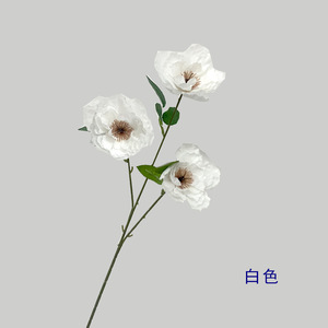 Fleurs artificielles d'hibiscus et de pivoine, 3 têtes par tige, 65 cm, accessoires de décoration de mariage pour la maison et l'extérieur - Product Image 4