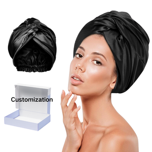 졸라매는 끈 새틴 보닛 전문 공장 사용자 정의 로고 수면 모자 다채로운 헤어 더블 레이어 얼룩 Durag 보닛 - Product Image 1