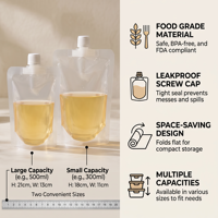 Sacs à bec verseur réutilisables personnalisés pour l'emballage de boissons liquides (eau minérale, bière et boissons énergisantes)