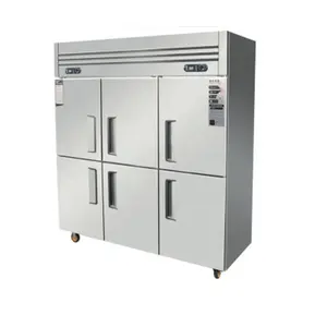 Six door upright deep freezer stainless steel commercial refrigerator and freezer