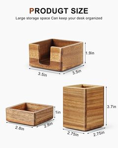 Support de notes adhésives transparent en bois d'acacia moderne, réglable, vente en gros, OEM ODM, logo personnalisé, distributeur de blocs-notes, organisateur de bureau - Product Image 4