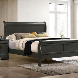 Modern Classic Contemporary Queen Size <b>Bed</b> Gray Louis Phillipe Solidwood <b>Bed</b> Bedroom Sleigh <b>Bed</b> Furniture - Product Image 1