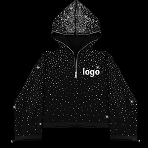 Tuta con Logo personalizzato con strass in pietra glitterata con mezza Zip - Product Image 3