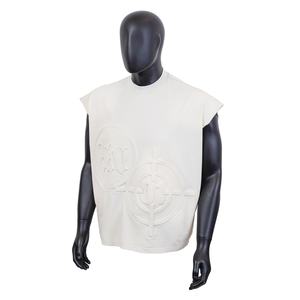 Camiseta sin Mangas de Algodón Personalizada TOPSHOW, de Punto Grueso, Cuello Redondo, Estilo Holgado, con Relieve - Product Image 1