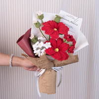 Buket Bunga Gesang Rajutan Buatan Tangan Hadiah Bunga Hari Valentine Natal Dekorasi Rumah dari Benang