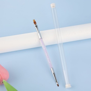 Pinceau à ongles double embout pour manucure, stylo de photothérapie en silicone pour motifs floraux, pinceau plat en poils synthétiques avec virole ondulée, outil de nail art - Product Image 2