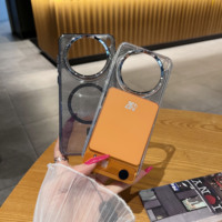 Coque de téléphone en titane argenté avec panneau arrière en nickel, anneau magnétique, protection d'objectif, coque de protection arrière pour téléphone portable