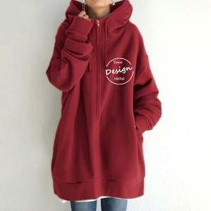 Wholesale <b>Women</b> Hoodies Oversize Winter Thick Colorful Custom Embroidery <b>Cardigan</b> <b>Women</b> Zipper Preppy School Style Plain Hoodie - Product Image 5