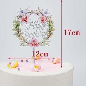 Popolare Premium Lucite taglio Laser Cake Topper stampati fiori colorati e numeri <span class=keywords><strong>per</strong></span> decorazioni festa di buon compleanno - Product Image 4