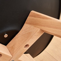 Chaise de salle à manger simple en plastique style nordique scandinave, chaise de café avec pieds en bois, chaise de cuisine en cuir marron pour la maison