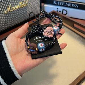 Maillard Bow Scrunchie Ästhetische Haar gummi für Brötchen und Pferdes chwanz Entzückendes Cartoon-Design - Product Image 3