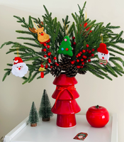 Vase en céramique en forme de sapin de Noël et de chaussure rouge, ornement de décoration d'intérieur, cuisson à haute température, pour meuble TV de salon, cadeau de fêtes
