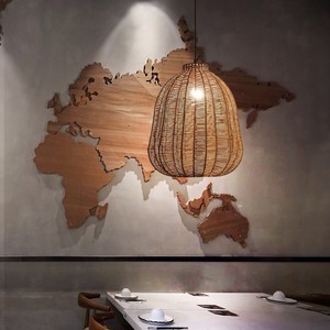 Rattan Pendant Lamp 35x40Cm Round Led <b>Light</b> E27 Single Head For <b>Dining</b> Room Tea Room Home Decor - Product Image 1