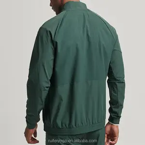 Custom Design Breathable Stretch Quick Dry Lightweight Waterproof Nylon Woven Zipper Gym Sports Running Track Jacket For Men