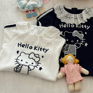 Tongxingyuan Girls' Hello Kitty Long Sleeve T-shirt Spring Cute Cartoon Top Breathable Baby Clothing - Product Image 4