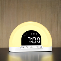 Jam Alarm LED Smart Sunrise Wake Light Sleep Aid Sounds dengan Kalender, Desain Eropa, Elektrik, Fitur Snooze 9 Menit untuk Kantor dan Rumah