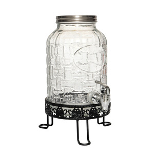 10L Dứa Hình Nổi Thủy Tinh Đồ Uống Dispenser Với Tap Và Kim Loại Đứng Công Suất Lớn Lạnh Uống Nước Trái Cây Rượu <span class=keywords><strong>Container</strong></span> - Product Image 6