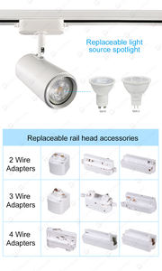 Diseño moderno <span class=keywords><strong>MR16</strong></span> LED Track Light Fixture Aluminio 2/3/4-Wire Rails Montado en superficie Ajustable GU10 Focus Light Housing COB - Product Image 6