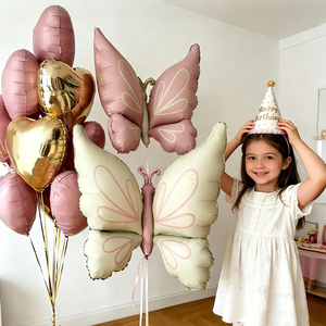 Set de 10 Globos de Papel Metálico con Forma de Mariposa en Tonos Pastel para Fiesta Fairycore, Baby Shower o <span class=keywords><strong>Cumpleaños</strong></span> de Niña - Product Image 3