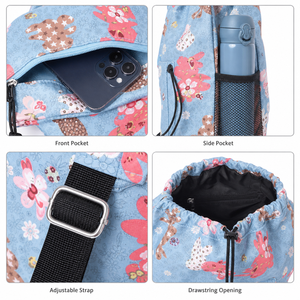 Sac à dos imprimé avec cordon de serrage 42x31x16cm, poche avant zippée, poche latérale en maille, sangle réglable, pour femmes et filles, idéal pour l'école, les voyages et le quotidien - Product Image 3