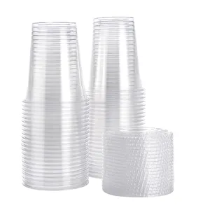LogoPet personalizado, vasos desechables de plástico esmerilado para postres, vasos para bebidas frías, 6/ 8/9/16/24/32oz, vasos de plástico transparente en forma de U con tapa