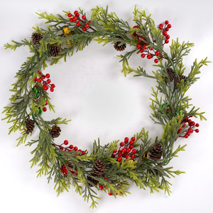 Guirlande de pin artificielle rouge pour jardin, 180 cm, décoration de Noël verte, accessoire photo extérieur - Product Image 5