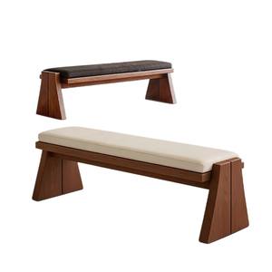 Banco de madera maciza de estilo japonés con cojín para entrada, dormitorio, sala de estar - Product Image 5