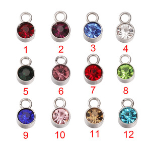 Pendentif en Acier Inoxydable Plaqué Or 18K PVD avec Zircon Coloré de 6mm, Breloque Pierre de Naissance en Acier Titane, 12 Mois, Accessoires de Bijoux DIY - Product Image 2