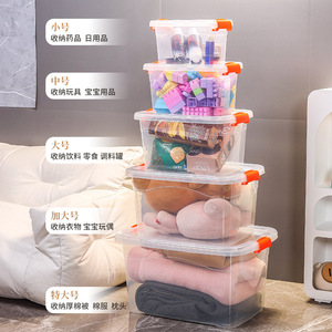 Transparent <b>Storage</b> Box With Lid Various Sizes For Kids Toys <b>Clothes</b> Food Organizing Rectangle Shape With Handle - Product Image 1