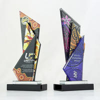 Trophées en cristal personnalisés, artisanat souvenir, impression couleur UV, trophées en cristal en forme de lame