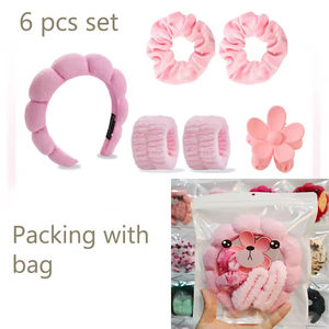 <span class=keywords><strong>Kit</strong></span> de lavage du visage comprenant un ensemble bandeau nuage et bracelet, un joli bandeau à nœud, un bandeau torsadé imprimé léopard fait main <span class=keywords><strong>pour</strong></span> femmes - Emballage personnalisé - Product Image 6