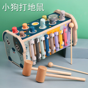 Jouet musical en bois 2-en-1 : <span class=keywords><strong>Xylophone</strong></span>, piano et marteau <span class=keywords><strong>à</strong></span> taper sur le mole, instrument de percussion pour l'éveil des tout-petits - Product Image 5