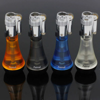 Briquet à gaz rechargeable en métal transparent avec logo personnalisé, roue d'allumage fixe, flamme réglable et feu doux et vif