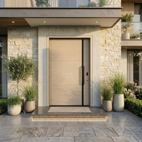 Porte d'entrée pivotante en bois massif moderne de luxe, portes d'entrée extérieures en bois personnalisées pour villa
